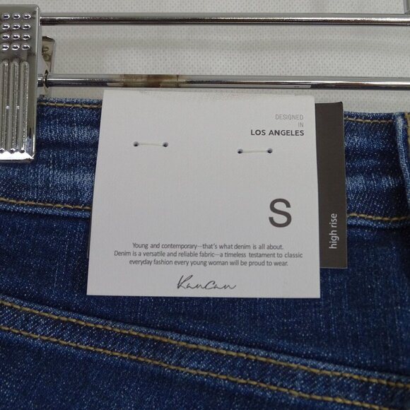 KanCan High Rise Distressed Denim Jean Shorts Women Size S Dark Wash Raw Hem NEW - Picture 5 of 12